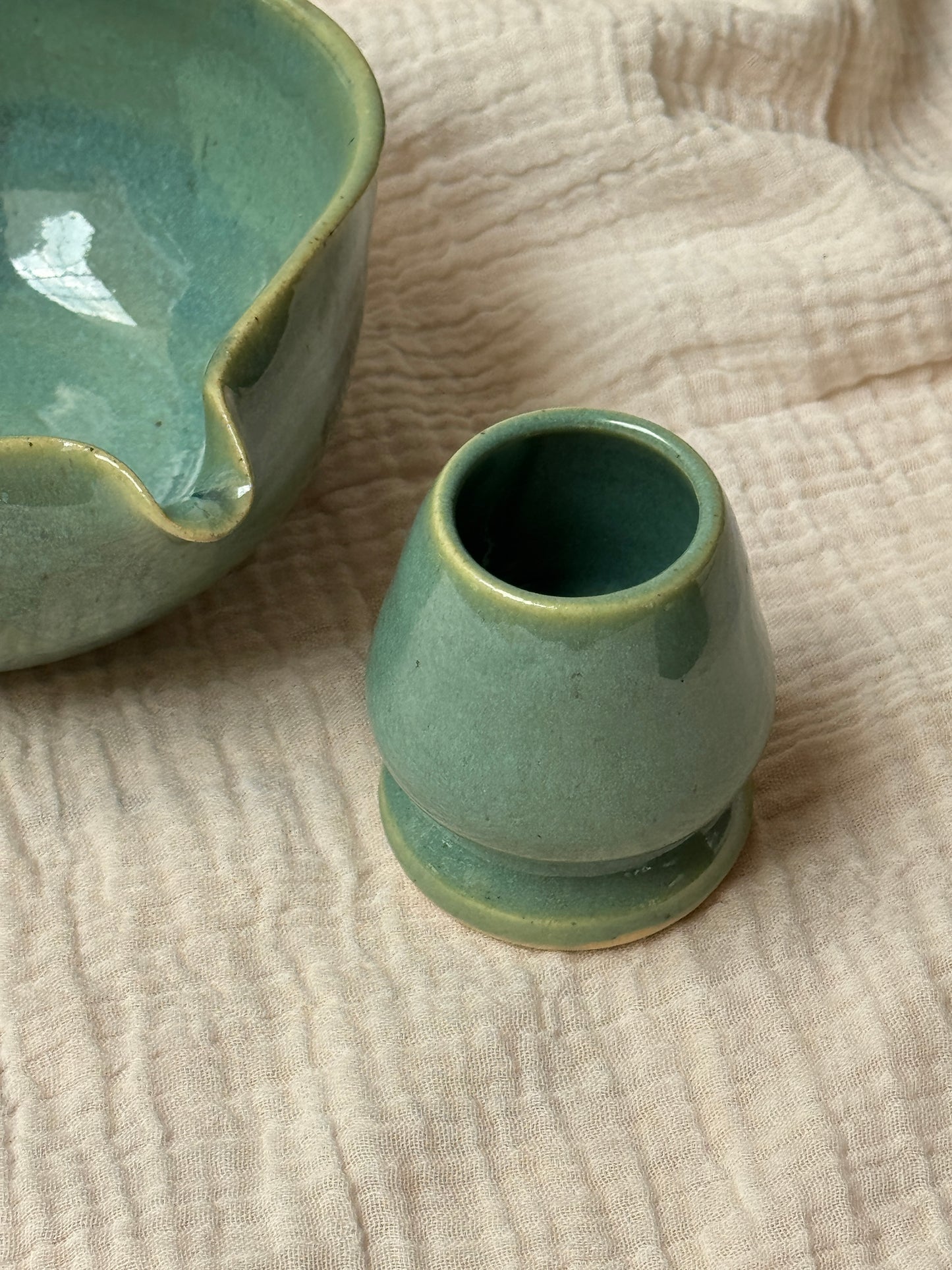 Jade- Wavy Matcha Bowl Set