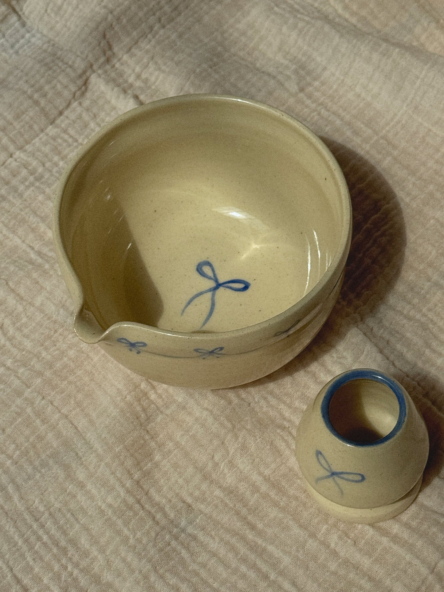 Blue Bow Matcha Bowl Set