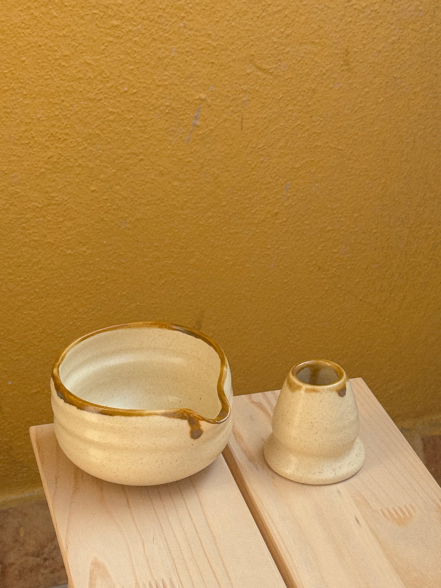 Honey drip Matcha Bowl Set- matte