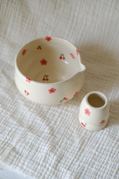 Candied Cherry Matcha Bowl set