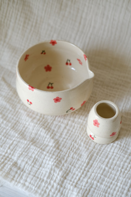 Candied Cherry Matcha Bowl set