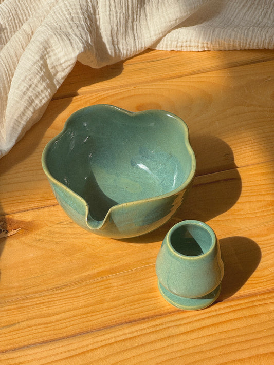 Jade- Wavy Matcha Bowl Set