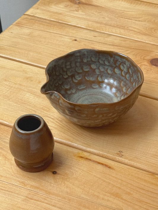 Cinnamon Handpinched Matcha Bowl Set