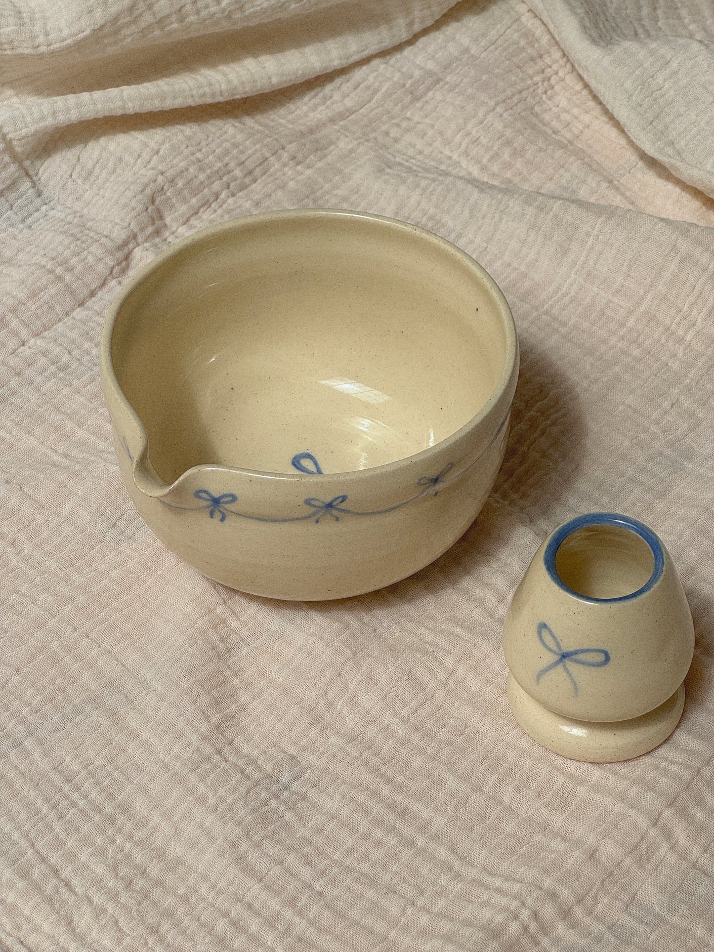 Blue Bow Matcha Bowl Set