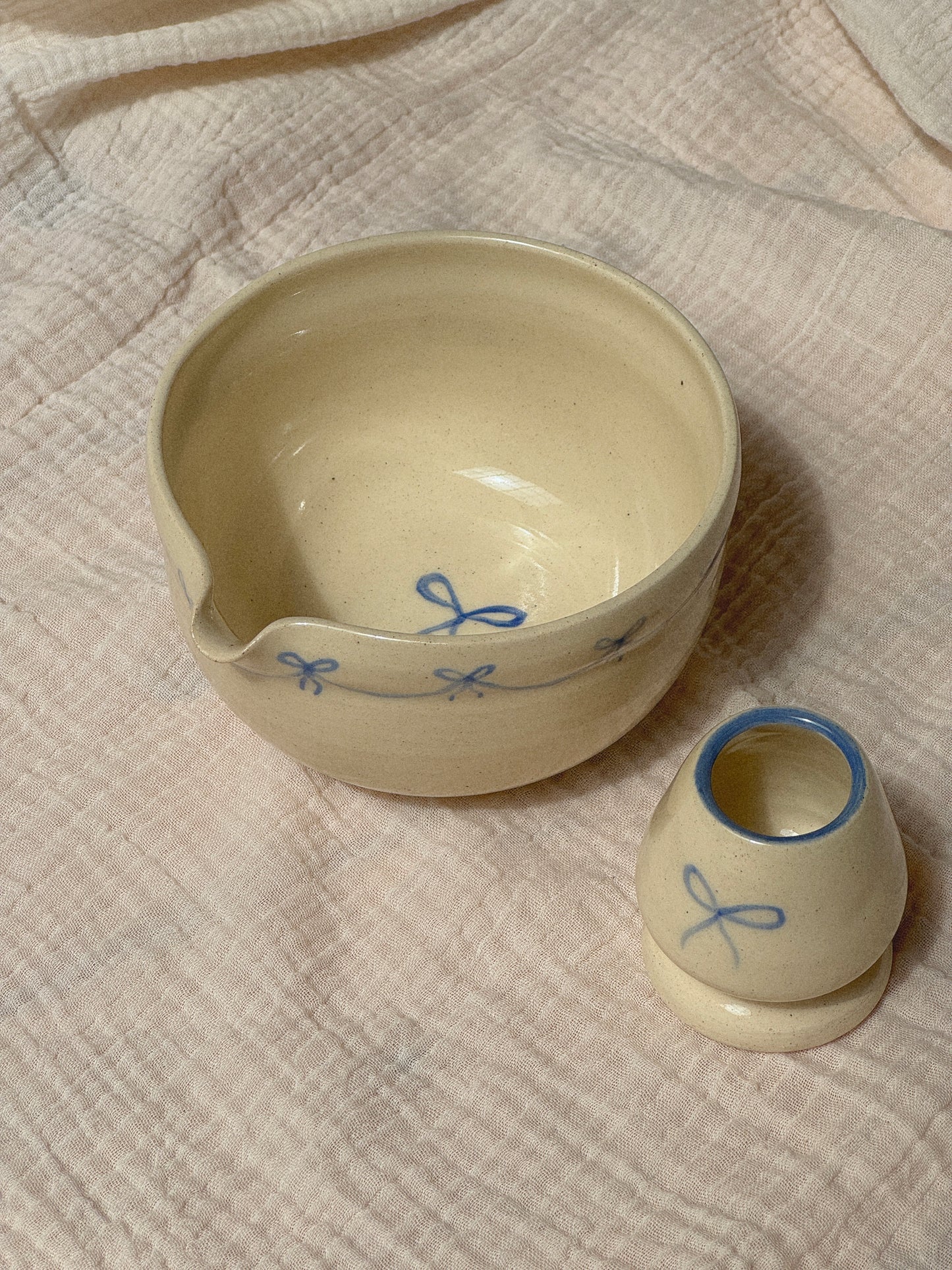 Blue Bow Matcha Bowl Set