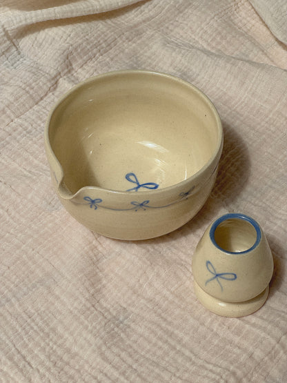 Blue Bow Matcha Bowl Set