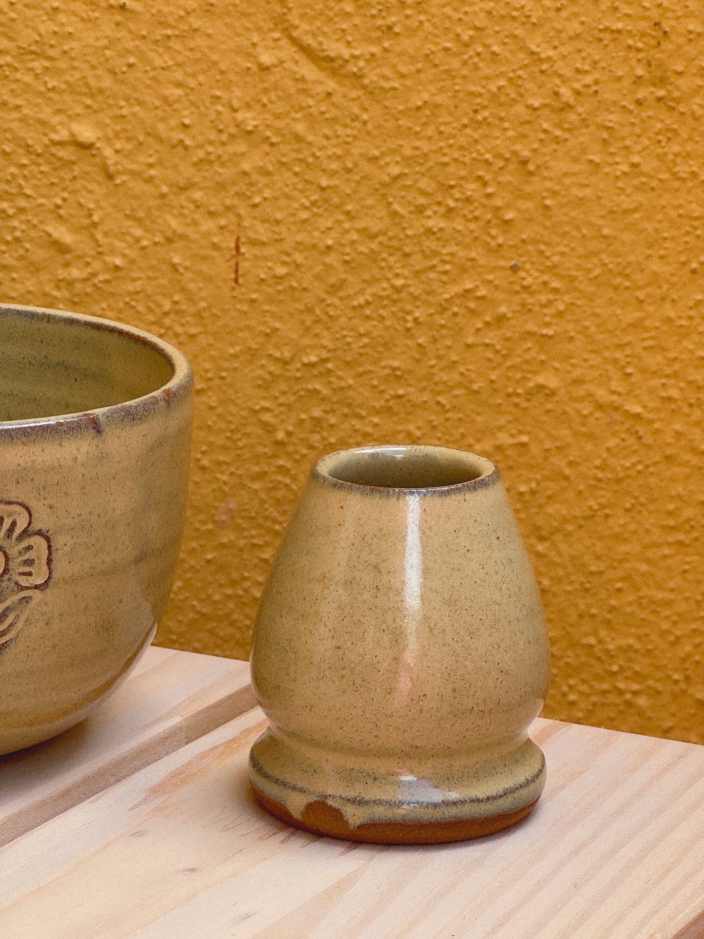 Butter Blockprint Matcha Bowl Set