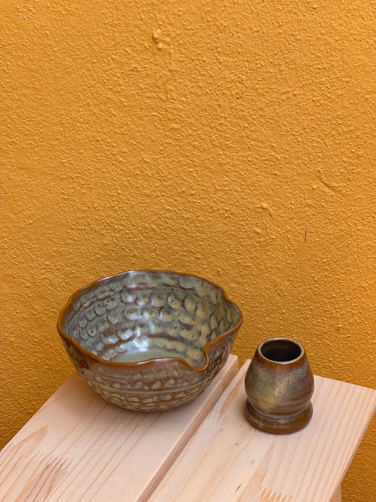 Cinnamon Handpinched Matcha Bowl Set