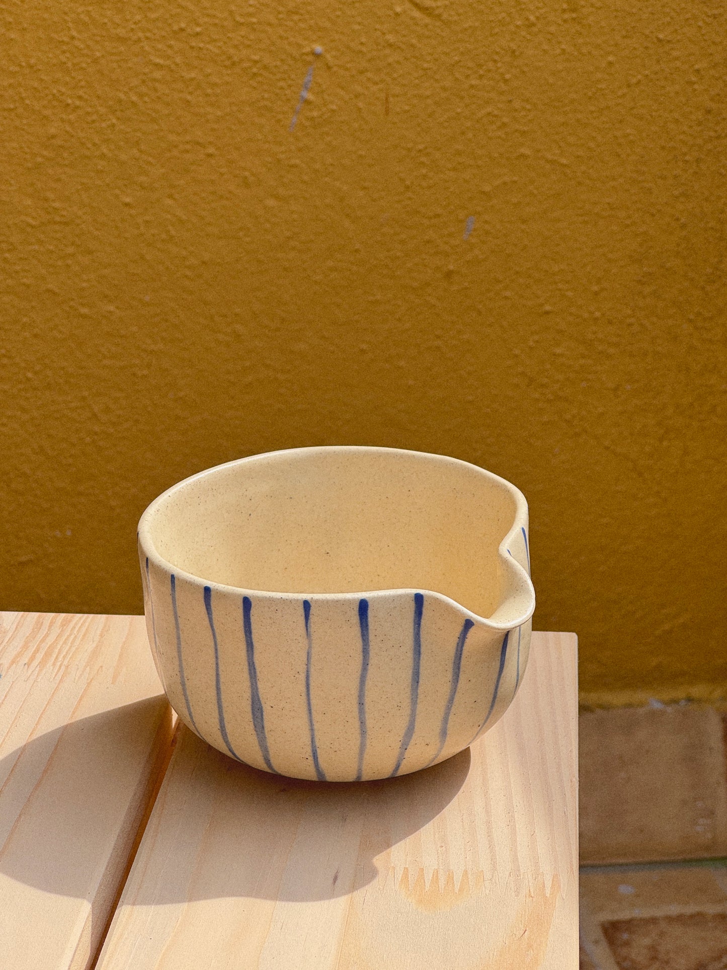 Blue Striped Matcha Bowl Set- Matte