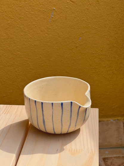 Blue Striped Matcha Bowl Set- Matte