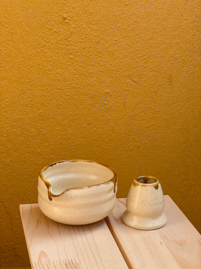 Honey drip Matcha Bowl Set- matte