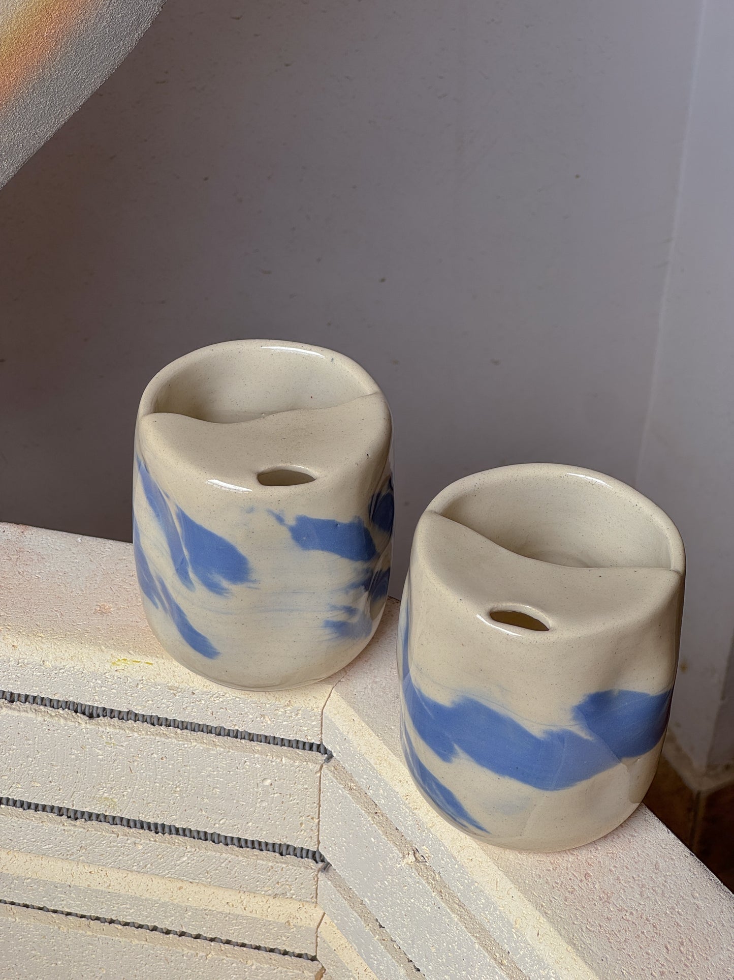 Seconds- barely visible- Marbled Denim Travel Mug