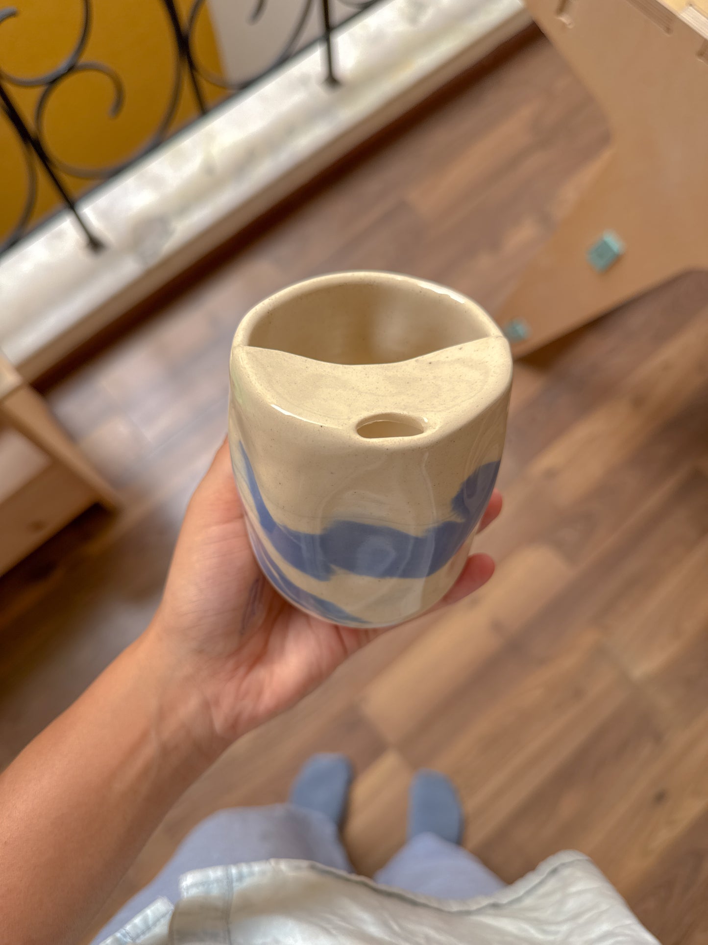 Seconds- barely visible- Marbled Denim Travel Mug